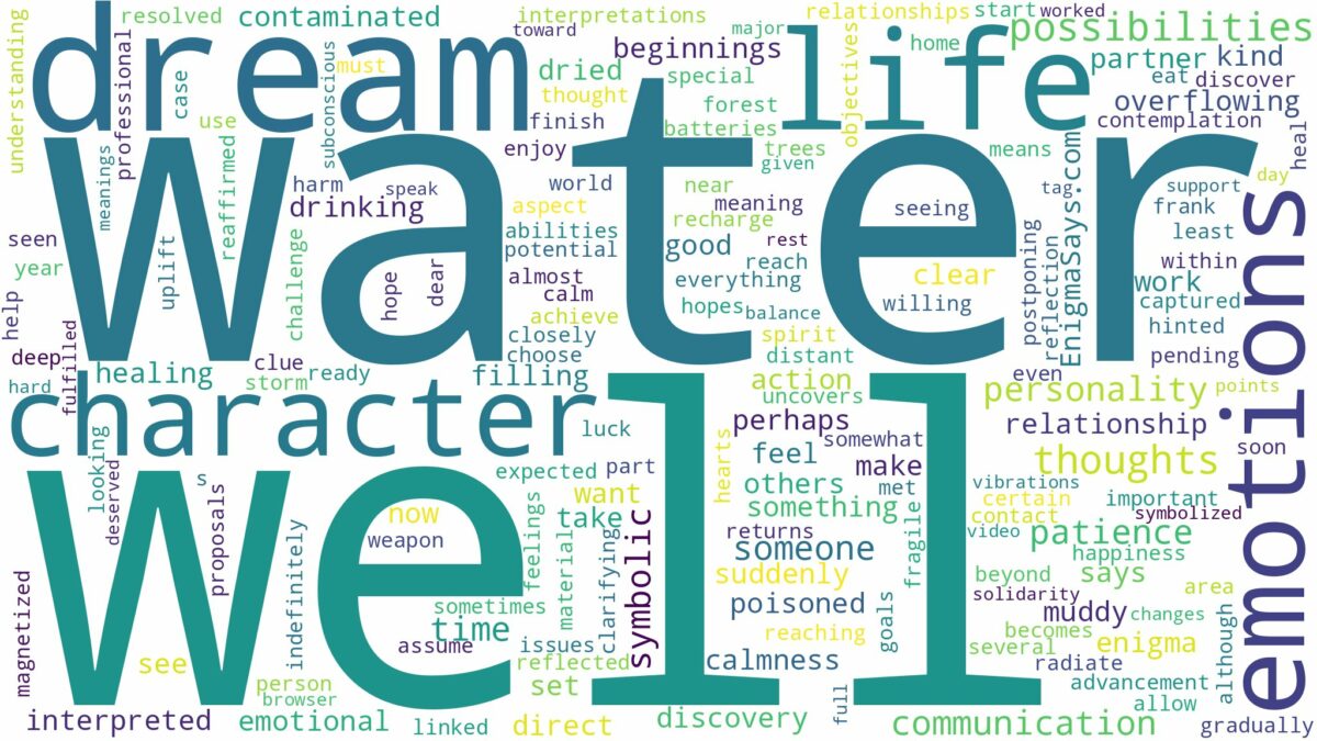 dream about well water and related dreams with their meanings in a word cloud