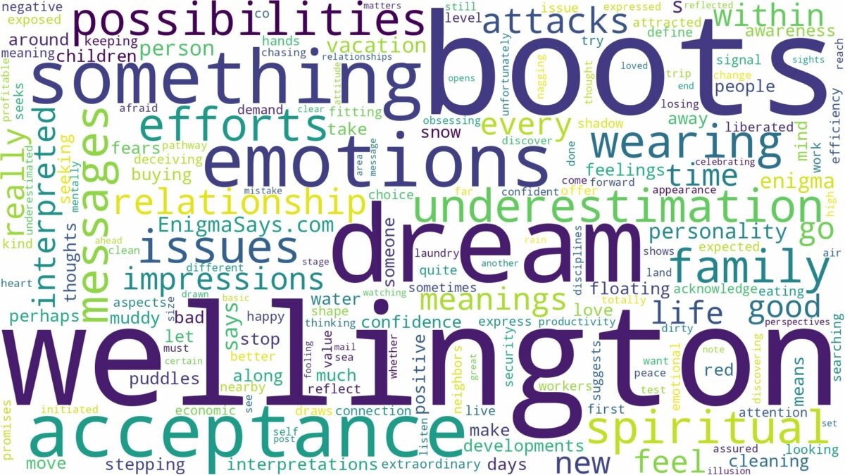 dream about wellington boots and related dreams with their meanings in a word cloud