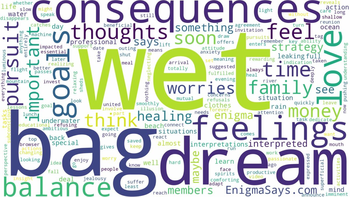 dream about wet bag and related dreams with their meanings in a word cloud