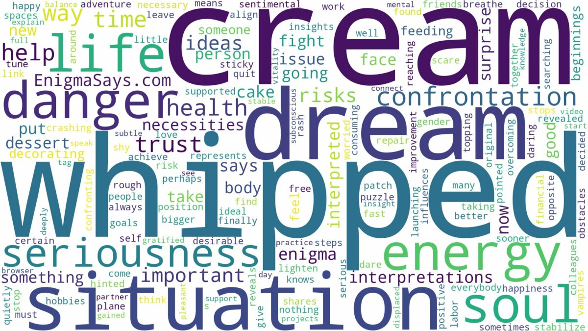 dream about whipped cream and related dreams with their meanings in a word cloud