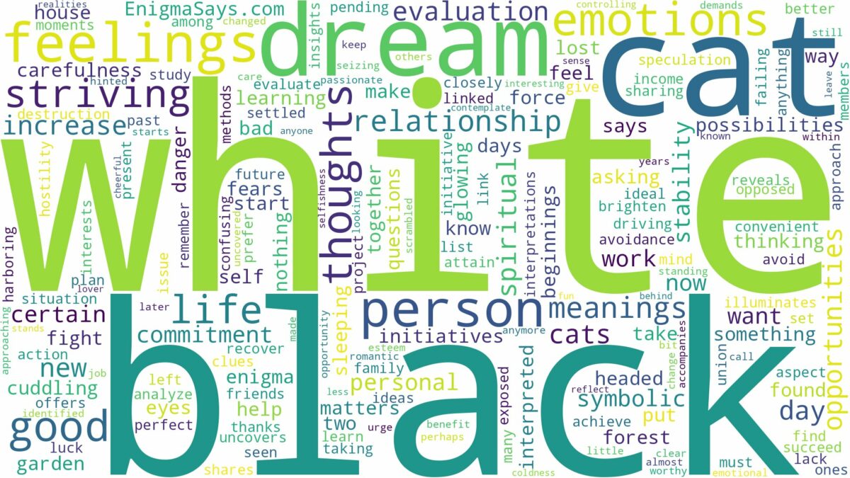 dream about white and black cat and related dreams with their meanings in a word cloud