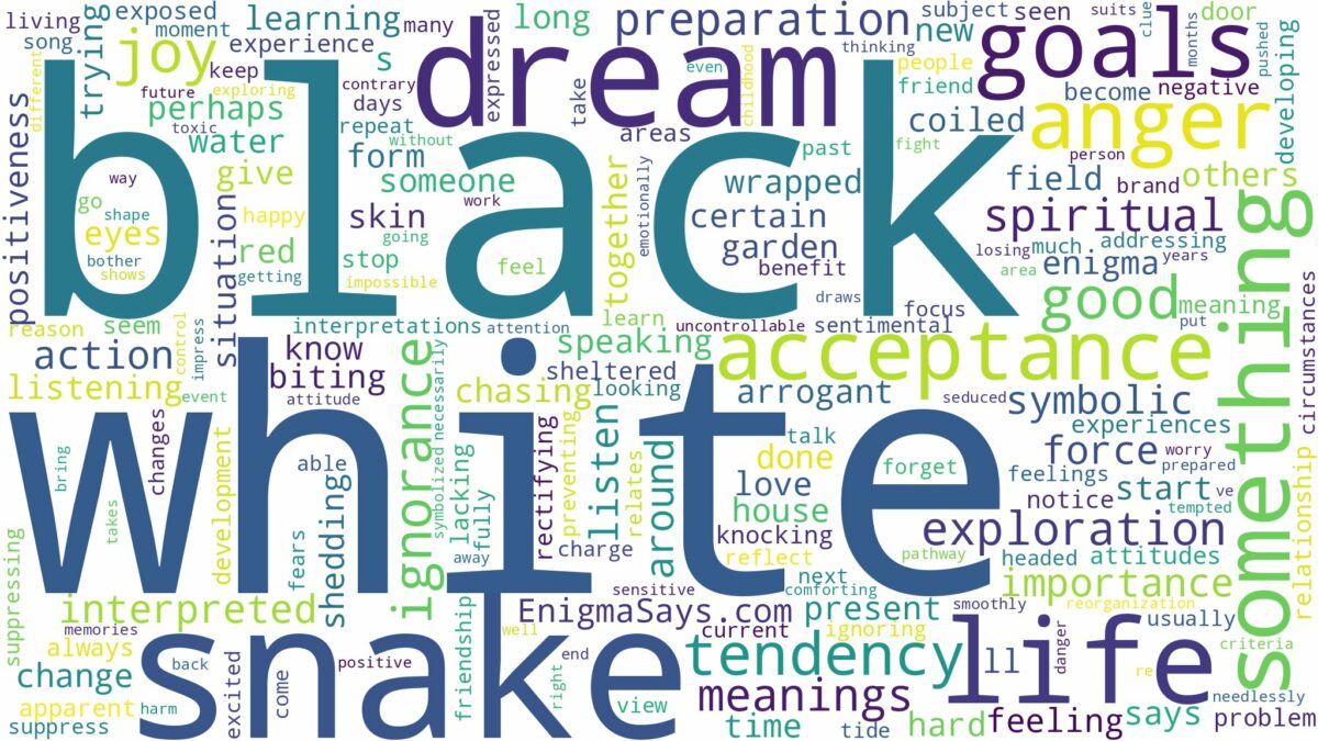 dream about white and black snake and related dreams with their meanings in a word cloud