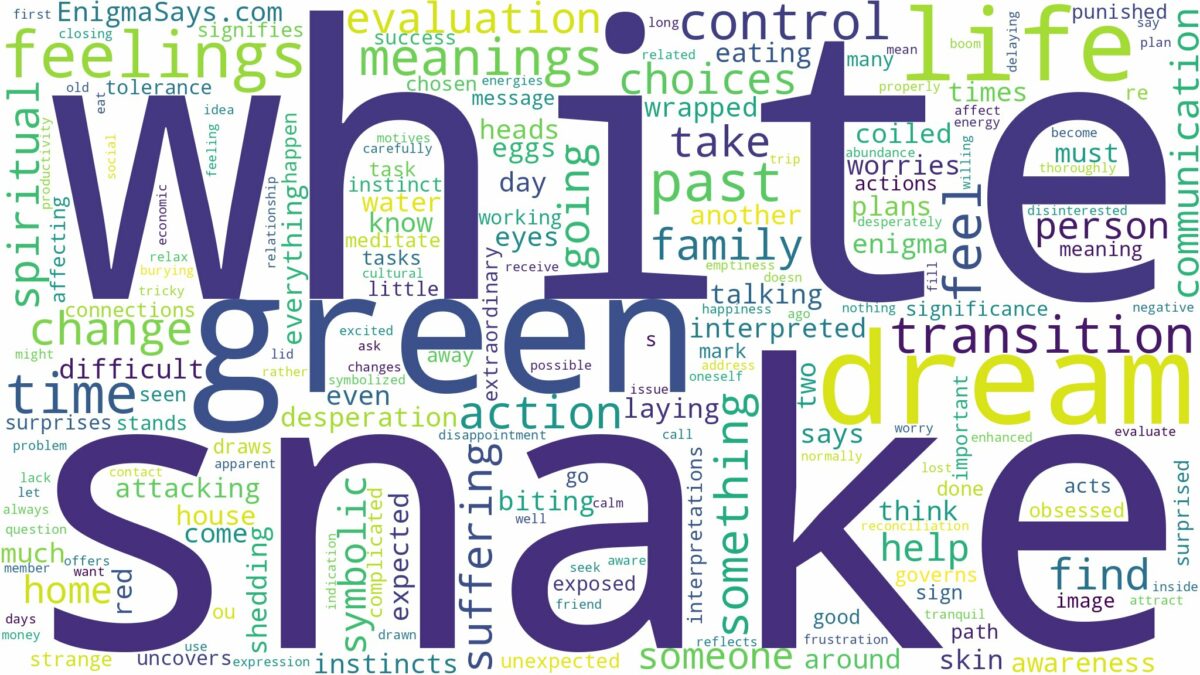 dream about white and green snake and related dreams with their meanings in a word cloud