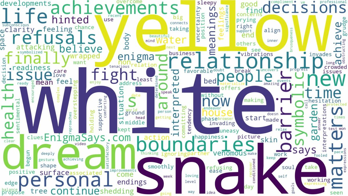 dream about white and yellow snake and related dreams with their meanings in a word cloud