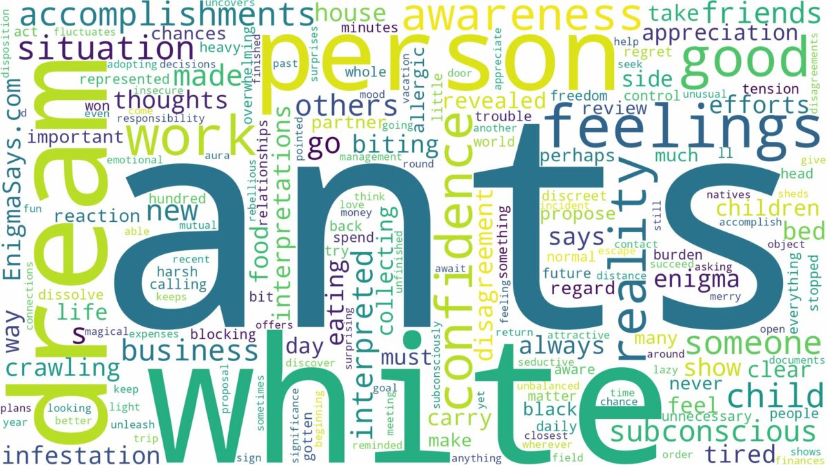 dream about white ants and related dreams with their meanings in a word cloud