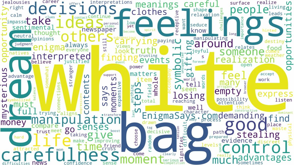 dream about white bag and related dreams with their meanings in a word cloud