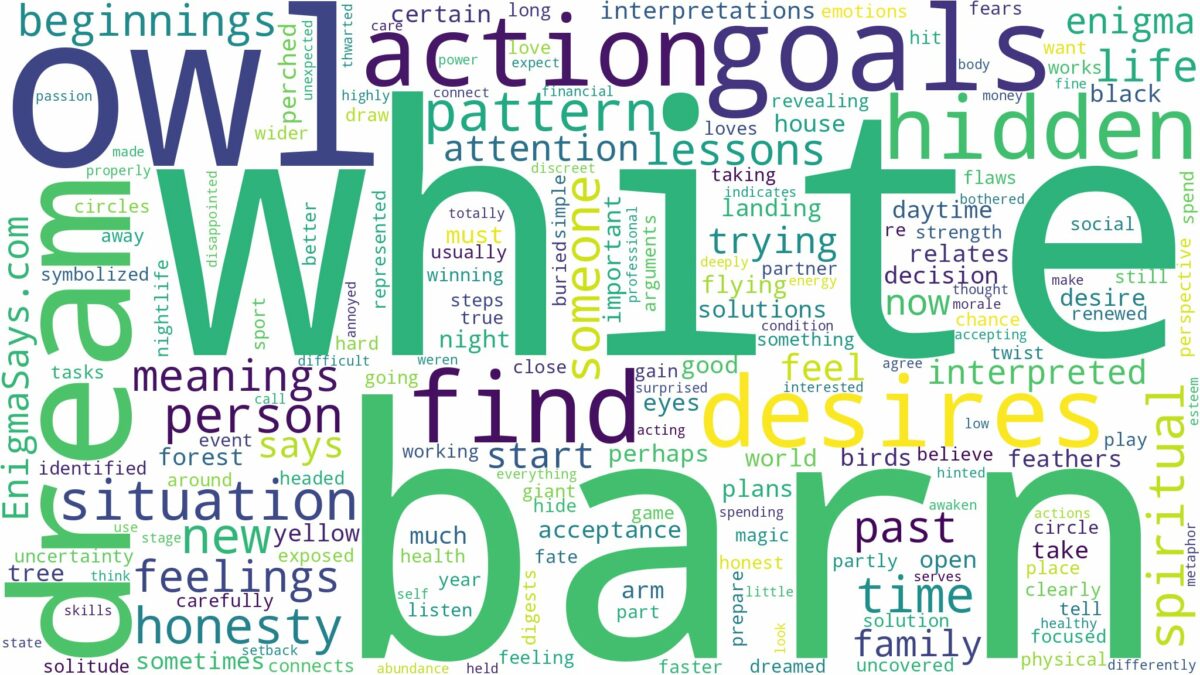 dream about white barn owl and related dreams with their meanings in a word cloud