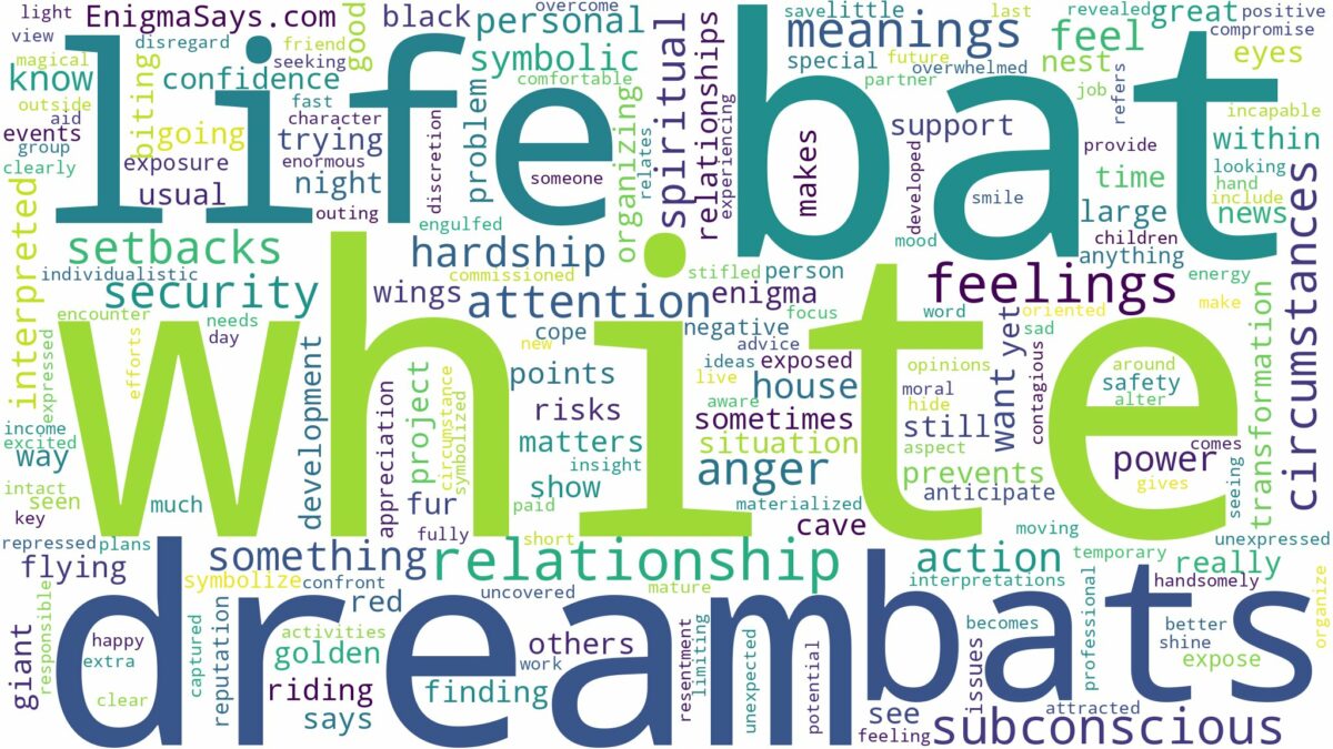 dream about white bat and related dreams with their meanings in a word cloud