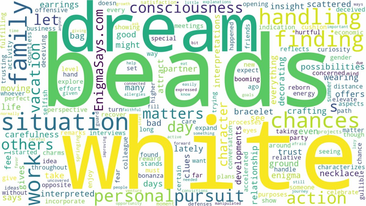 dream about white beads and related dreams with their meanings in a word cloud