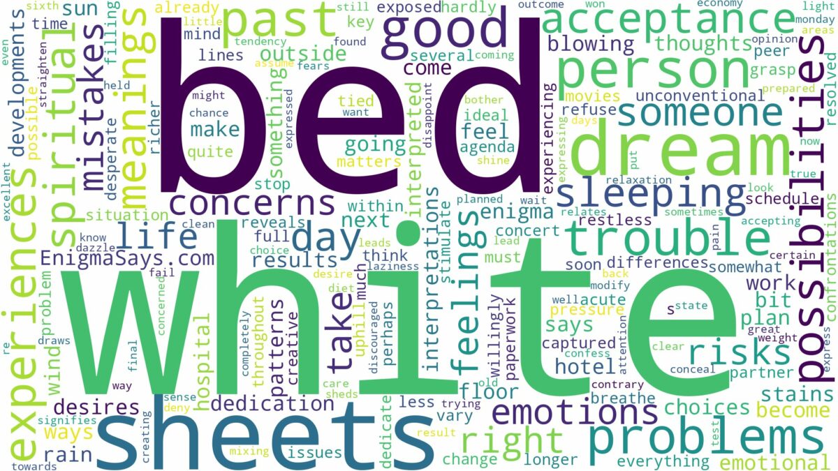 dream about white bed sheets and related dreams with their meanings in a word cloud