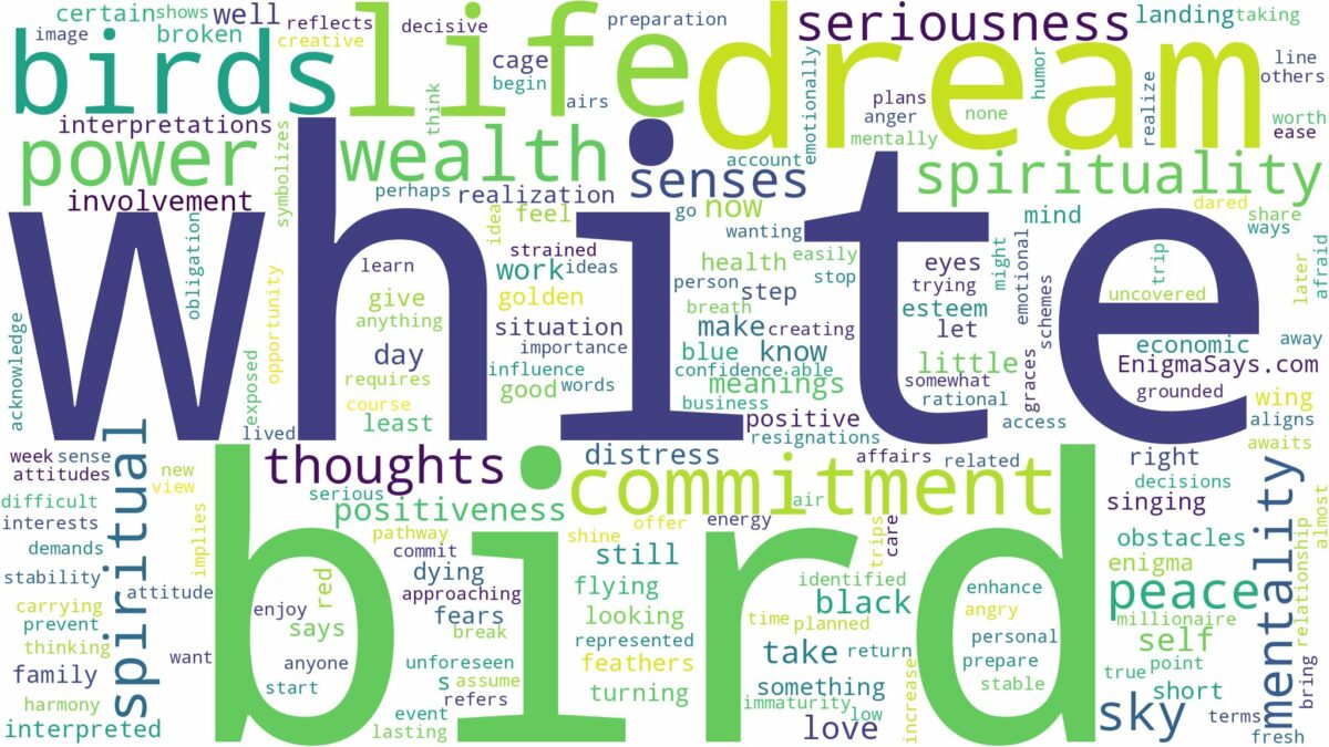 dream about white bird and related dreams with their meanings in a word cloud