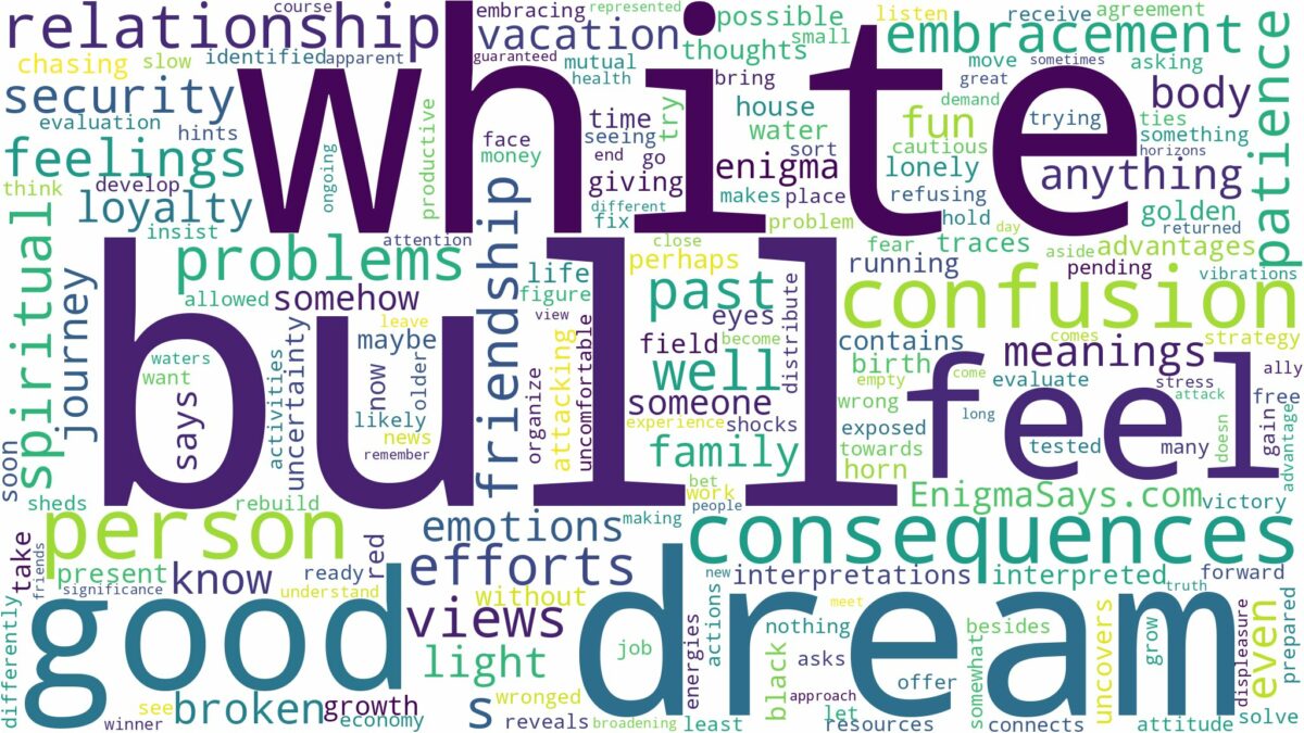 dream about white bull and related dreams with their meanings in a word cloud