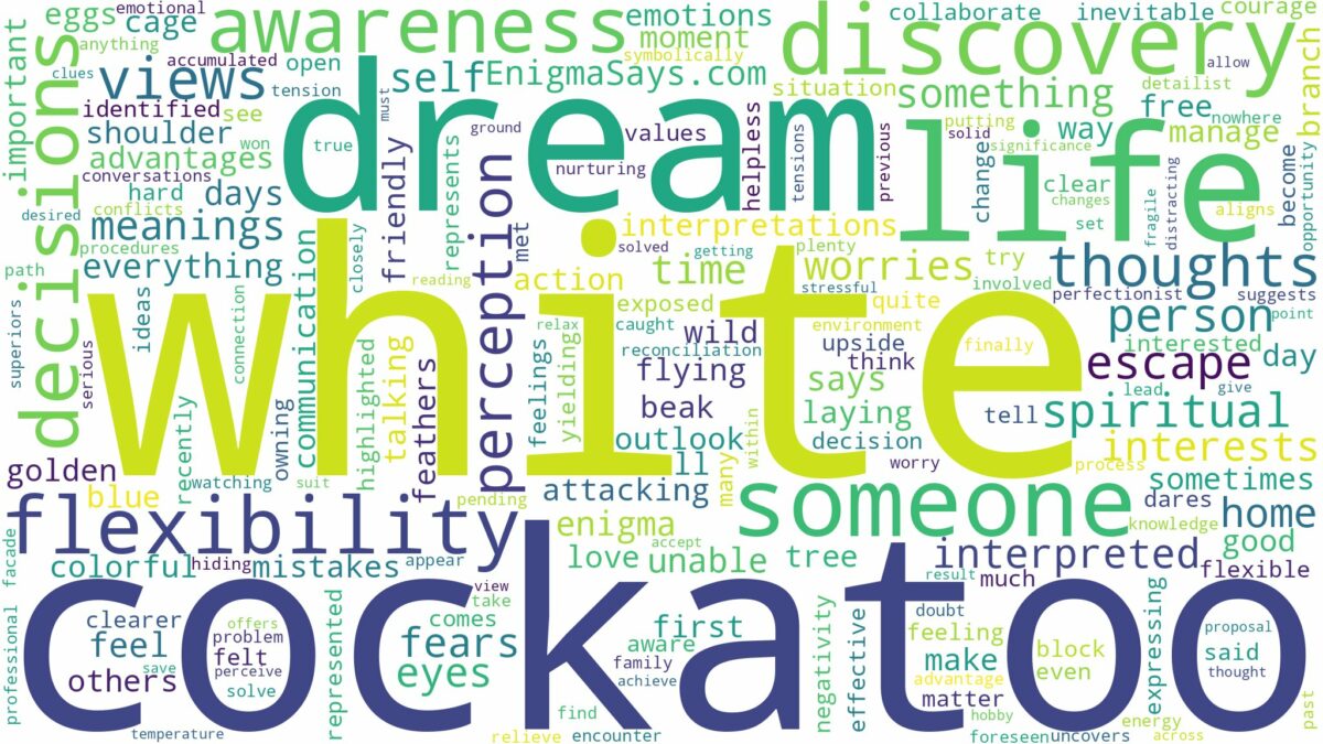 dream about white cockatoo and related dreams with their meanings in a word cloud