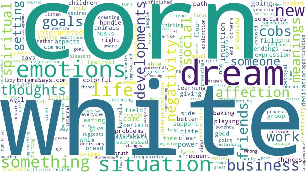 dream about white corn and related dreams with their meanings in a word cloud