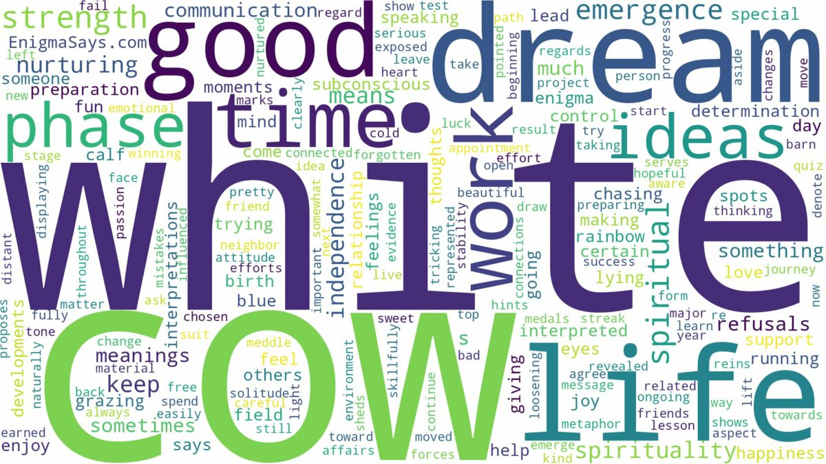 dream about white cow and related dreams with their meanings in a word cloud