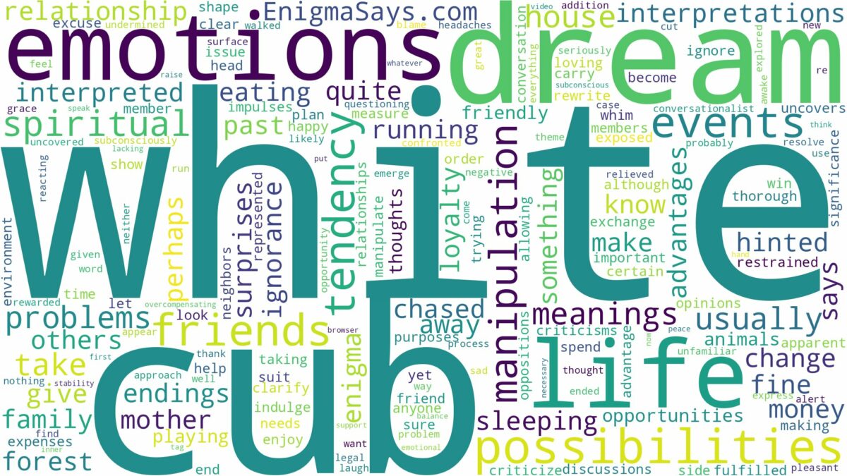 dream about white cub and related dreams with their meanings in a word cloud