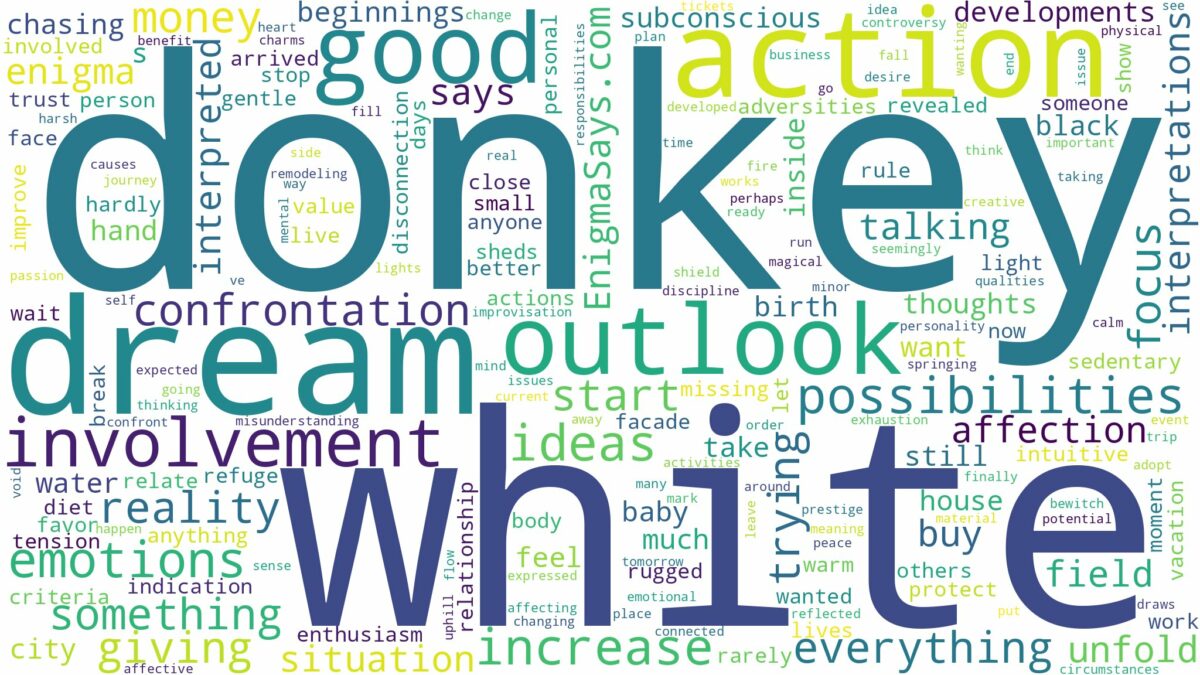 dream about white donkey and related dreams with their meanings in a word cloud