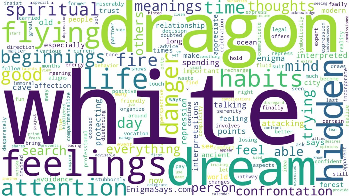 dream about white dragon and related dreams with their meanings in a word cloud