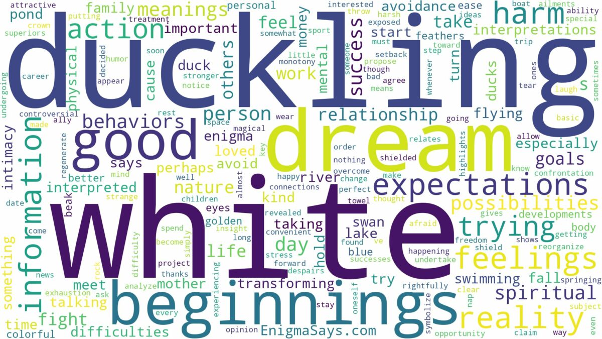 dreaming of white duckling and related dreams with their meanings in a word cloud