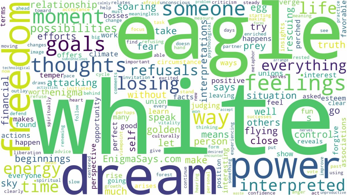 dream about white eagle and related dreams with their meanings in a word cloud