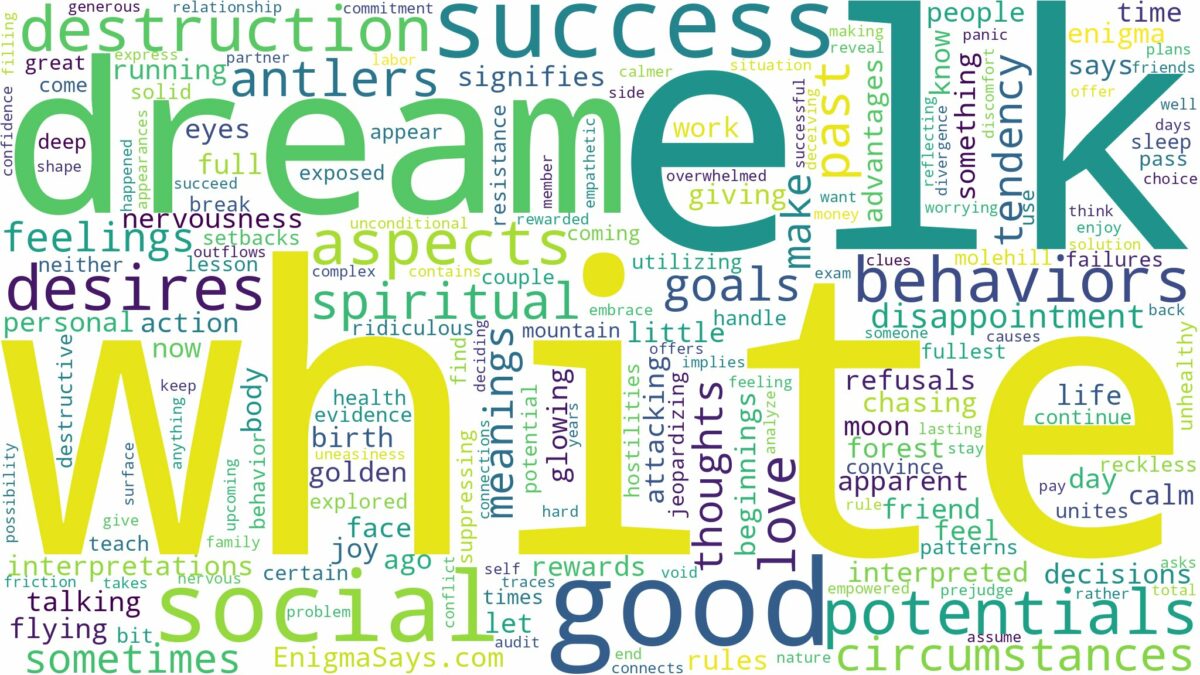 dream about white elk and related dreams with their meanings in a word cloud