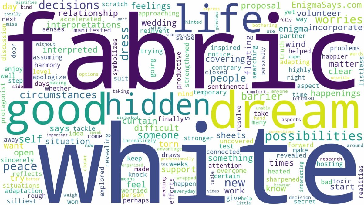 dream about white fabric and related dreams with their meanings in a word cloud