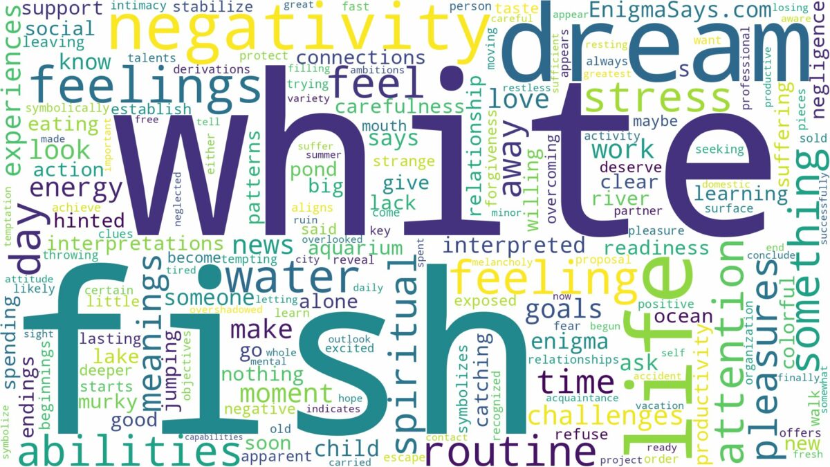 dream about white fish and related dreams with their meanings in a word cloud