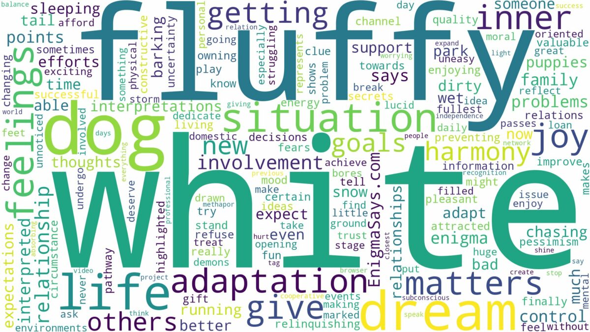 dream about white fluffy dog and related dreams with their meanings in a word cloud