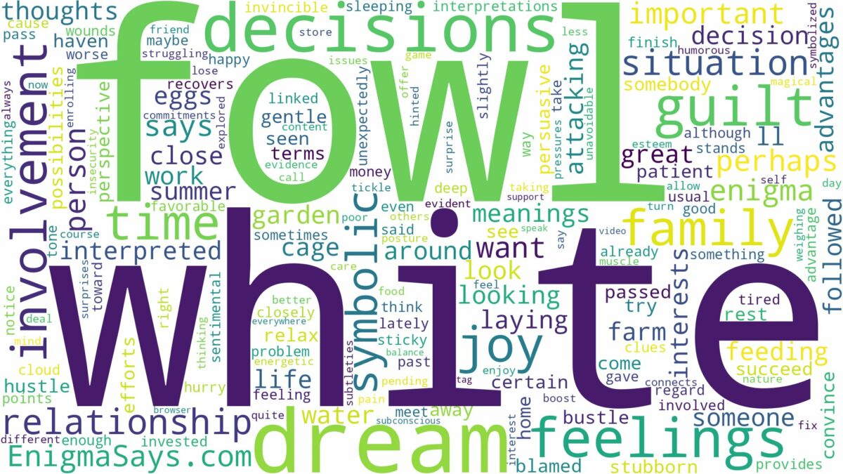 dream about white fowl and related dreams with their meanings in a word cloud