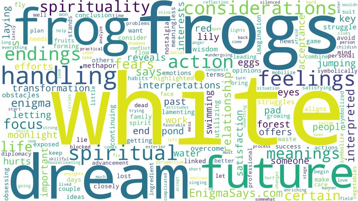 dream about white frogs and related dreams with their meanings in a word cloud