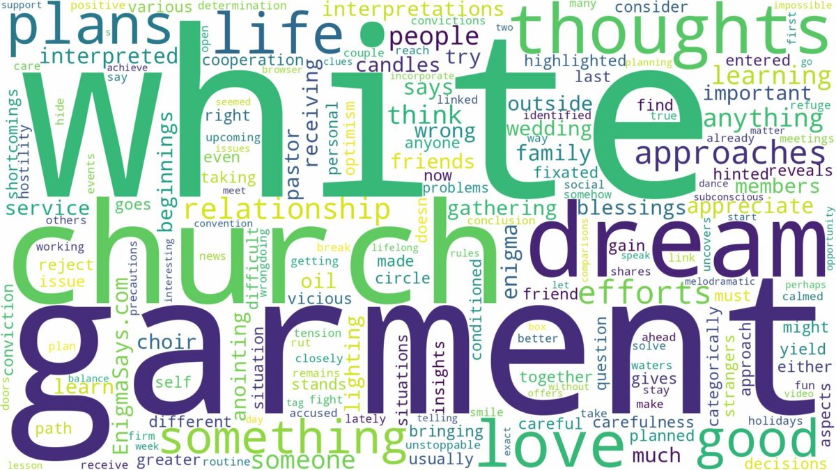 dream about white garment church and related dreams with their meanings in a word cloud