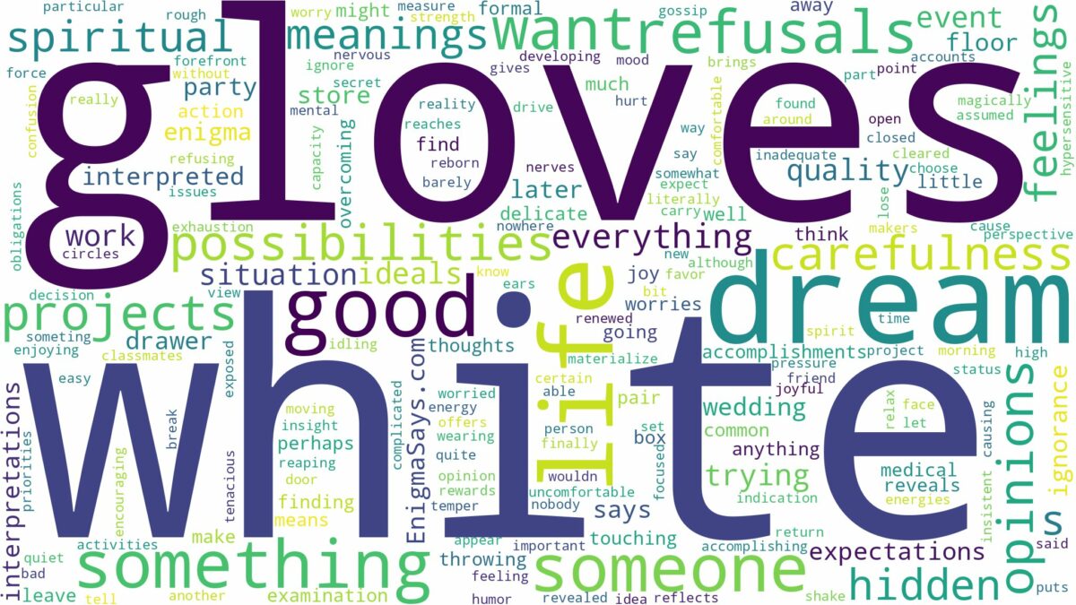 dream about white gloves and related dreams with their meanings in a word cloud