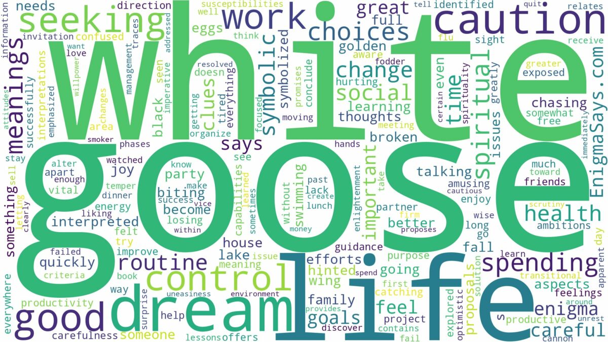 dream about white goose and related dreams with their meanings in a word cloud