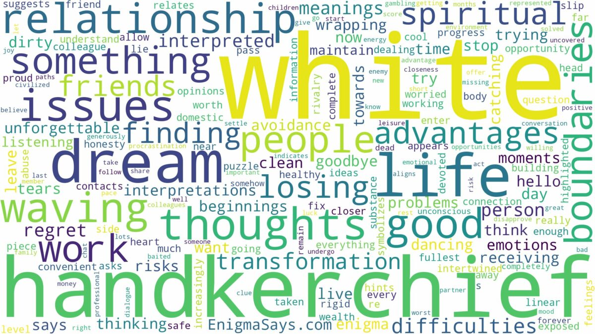 dream about white handkerchief and related dreams with their meanings in a word cloud