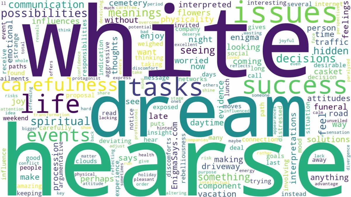 dream about white hearse and related dreams with their meanings in a word cloud