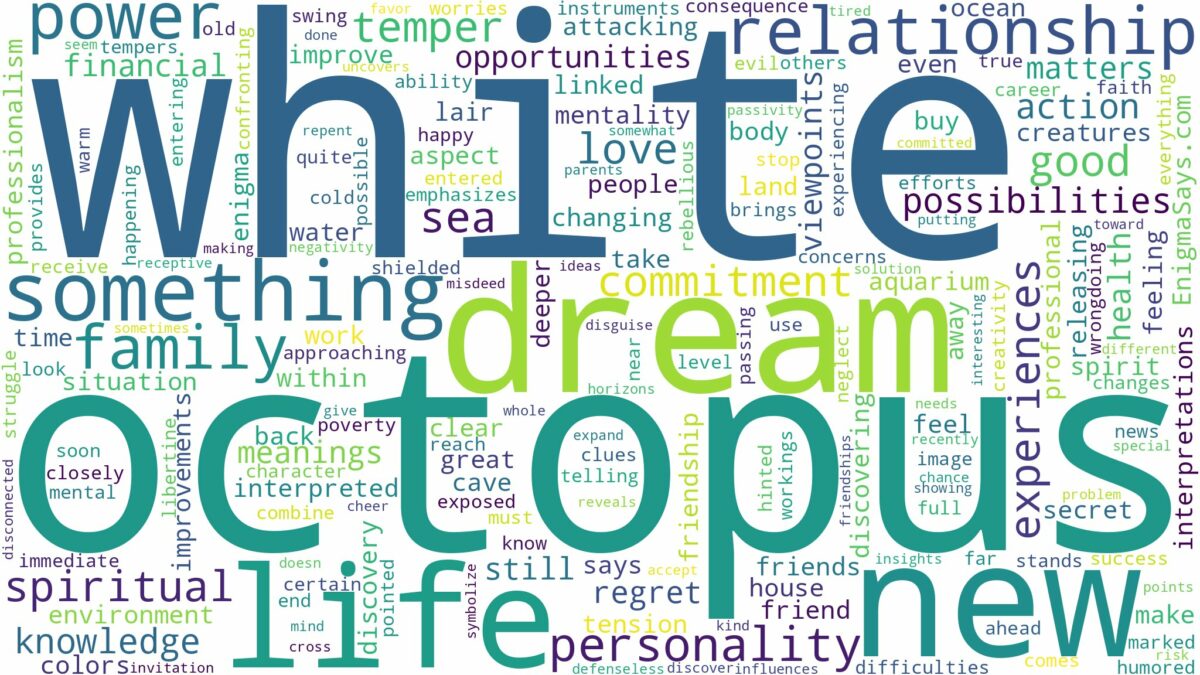 dream about white octopus and related dreams with their meanings in a word cloud