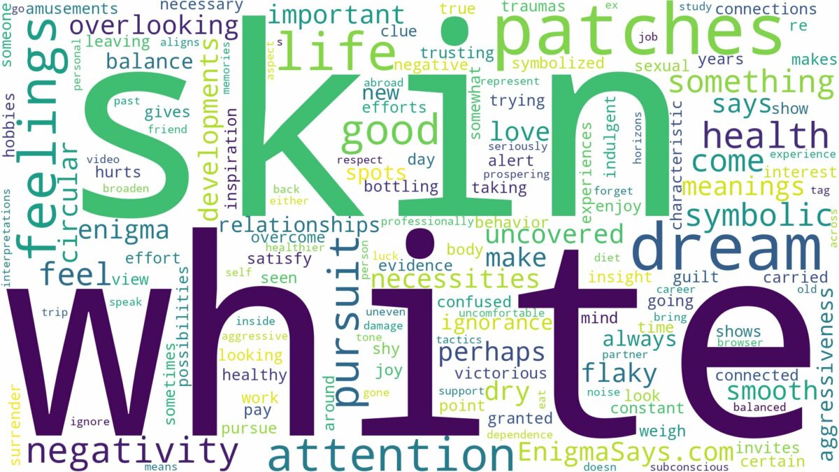 dream about white patches on skin and related dreams with their meanings in a word cloud