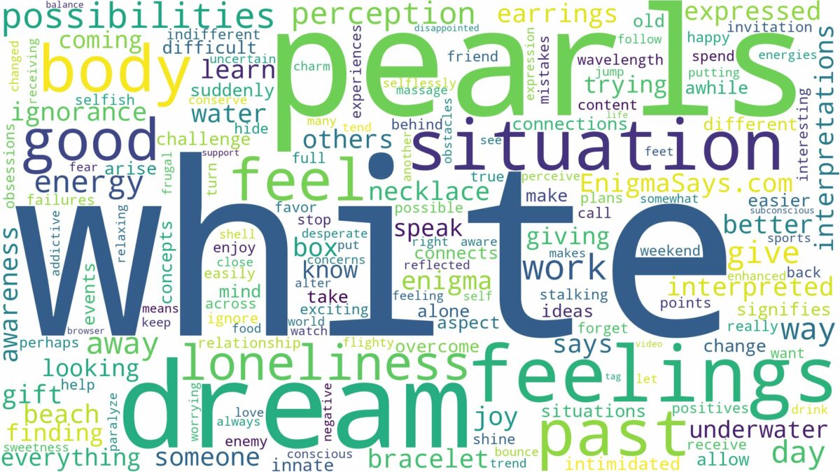 dream about white pearls and related dreams with their meanings in a word cloud