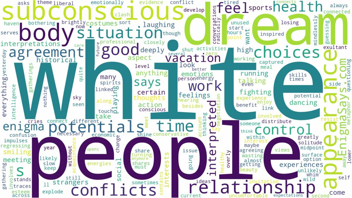 dream about white people and related dreams with their meanings in a word cloud