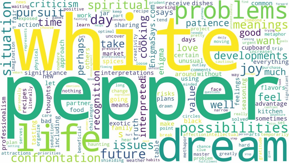 dream about white pepper and related dreams with their meanings in a word cloud