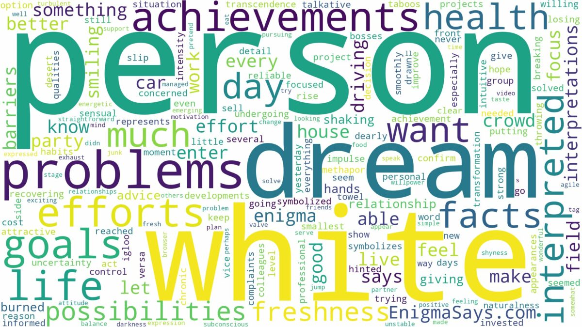 dream about white person and related dreams with their meanings in a word cloud