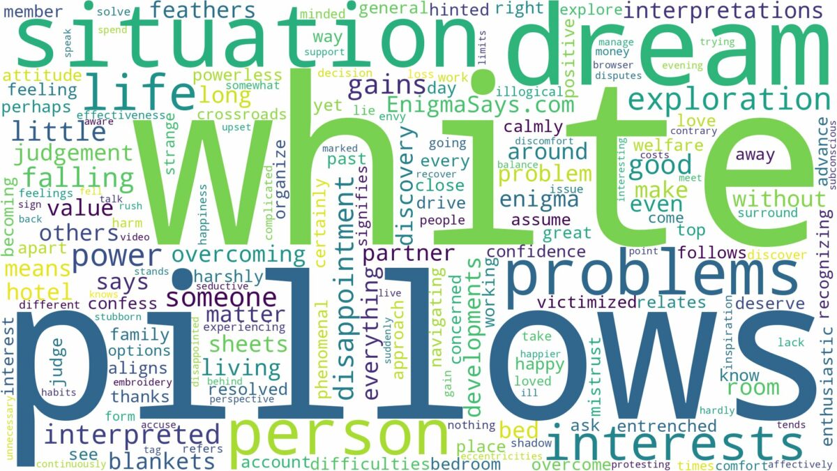 dream about white pillows and related dreams with their meanings in a word cloud