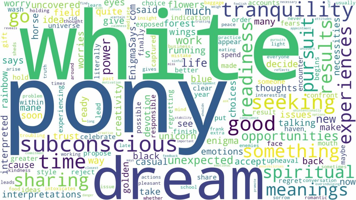 dream about white pony and related dreams with their meanings in a word cloud