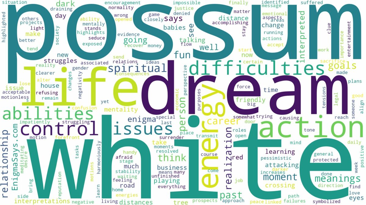 dream about white possum and related dreams with their meanings in a word cloud