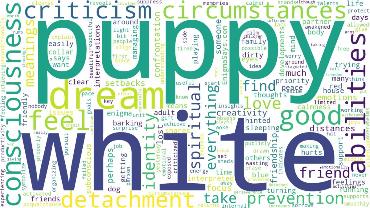 dream about white puppy and related dreams with their meanings in a word cloud