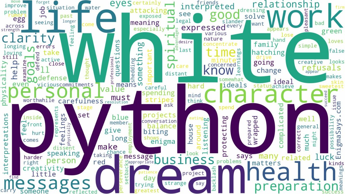 dream about white python and related dreams with their meanings in a word cloud