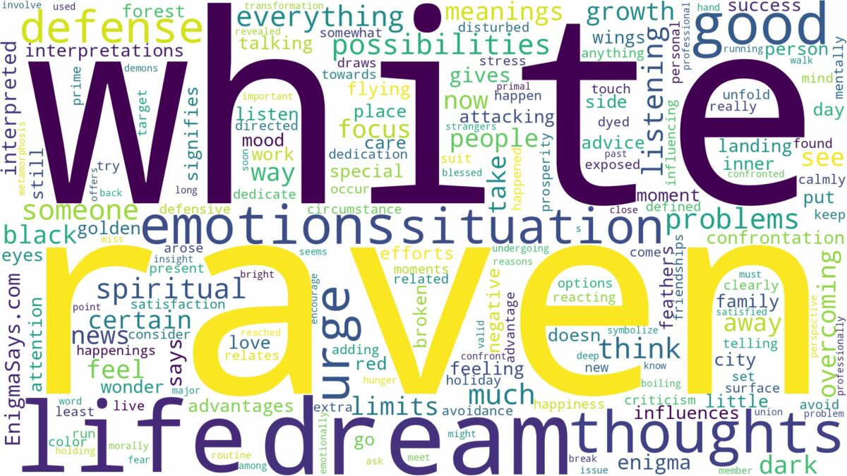 dream about white raven and related dreams with their meanings in a word cloud