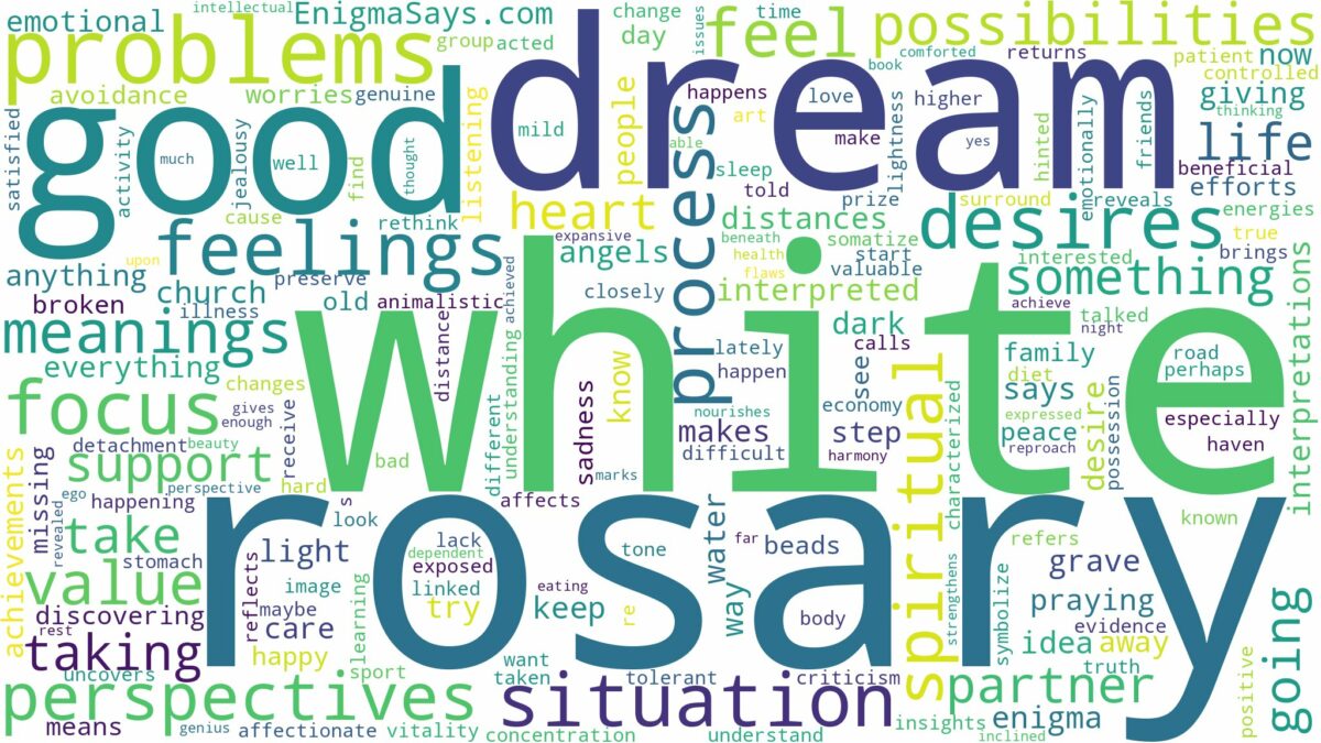 dream about white rosary and related dreams with their meanings in a word cloud