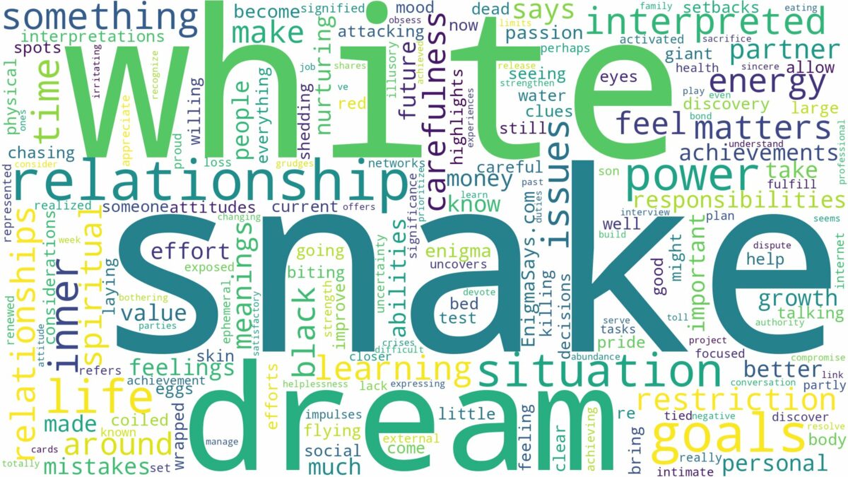 dream about white snake and related dreams with their meanings in a word cloud