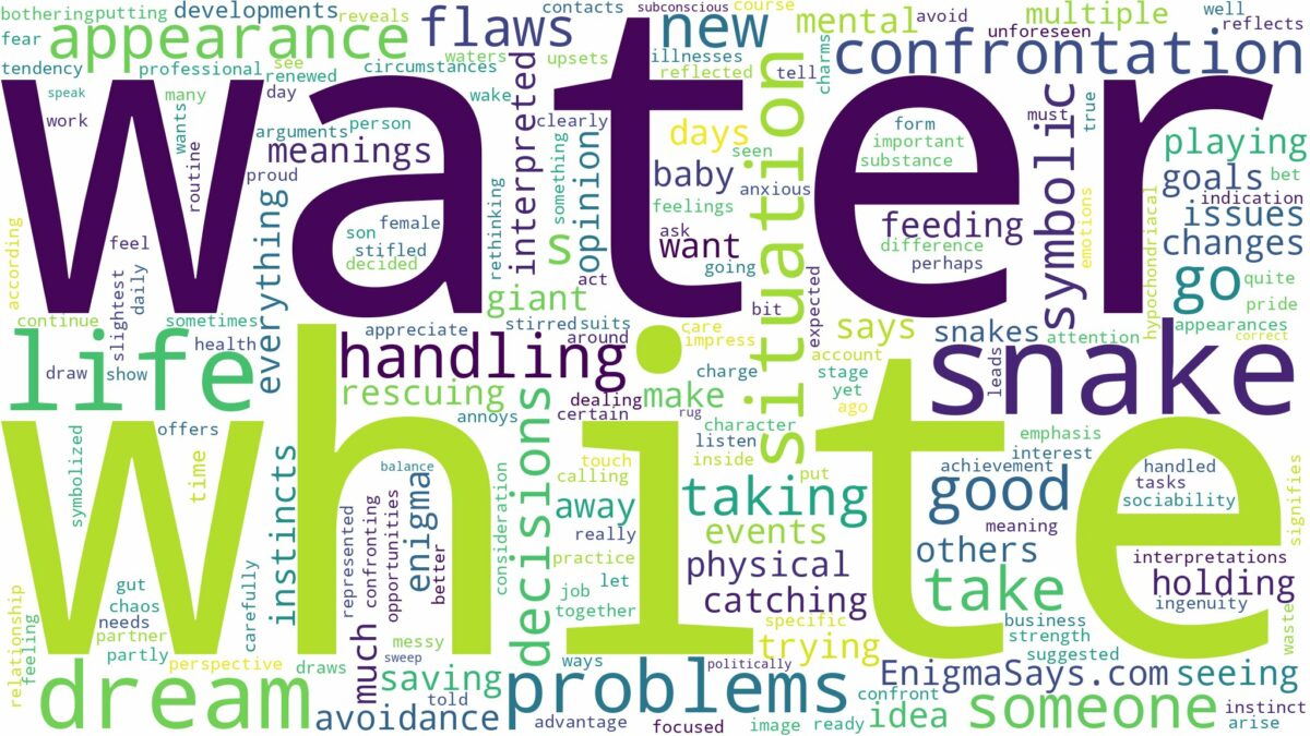 dream about white snake in water and related dreams with their meanings in a word cloud